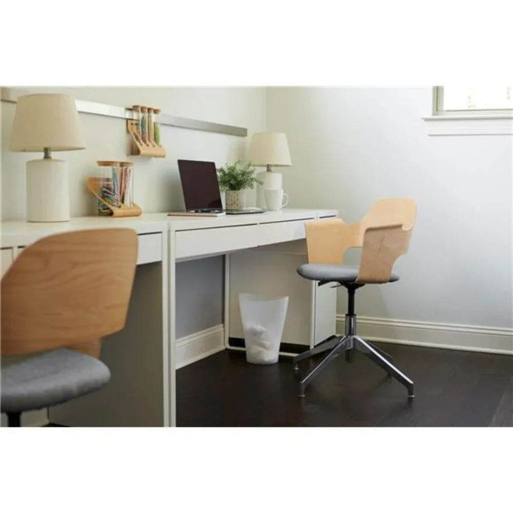White Plastic Bathroom Bedroom Office Small Trash Can Waste Bin 9 Quart